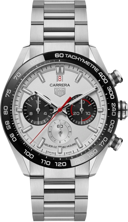 TAG Heuer,Carrera 44mm,44mm,Ceramic,Stainless Steel,Silver,Automatic,Chronograph,Date,Column Wheel,CBN2A1D,CBN2A1D.BA0643