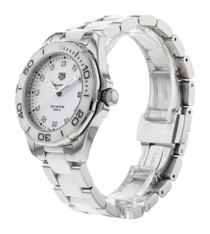 TAG Heuer,Aquaracer 35mm,35mm,Ceramic,Stainless Steel,White,Quartz,Day,Sapphire,WAY131D,WAY131D.BA0914