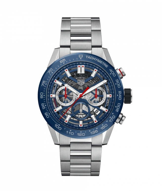 TAG Heuer,Carrera 45mm,45mm,Ceramic,Stainless Steel,Skeleton,Automatic,Chronograph,Date,Column Wheel,CBG2A11,CBG2A11.BA0654