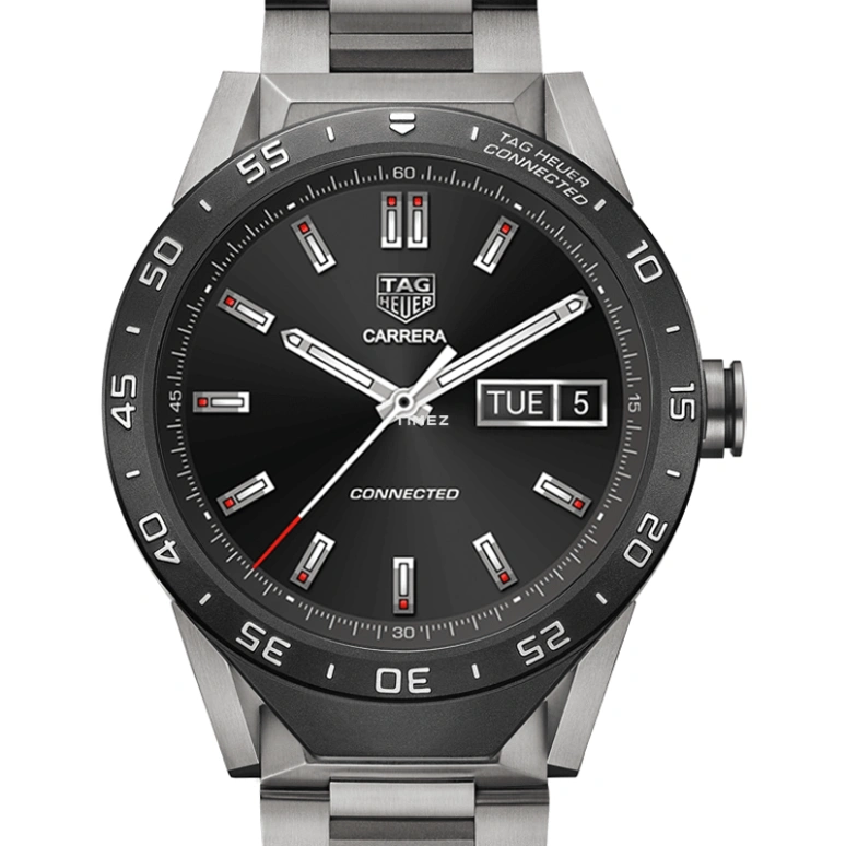 TAG Heuer,Connected Watch 46mm,46mm,Titanium,Black,Processor,Chronograph,Month,Date,Day,Sapphire,Round,SAR8A80,SAR8A80.BF0605