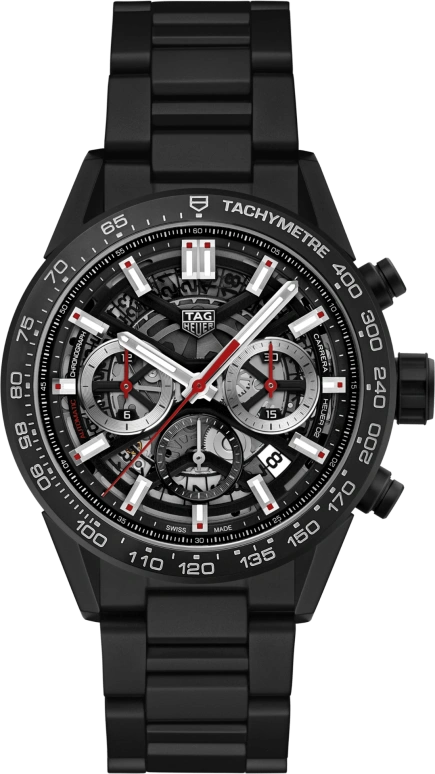 TAG Heuer,Carrera 43mm,43mm,Ceramic,Stainless Steel,Skeleton,Automatic,Chronograph,Date,Column Wheel,CBG2090,CBG2090.BH0661