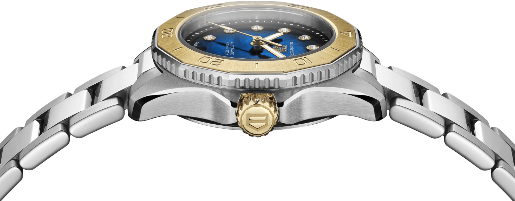 TAG Heuer,Aquaracer 30mm,30mm,Stainless Steel,Yellow Gold,Blue,Automatic,Day,40hours,WBP2450,WBP2450.BA0622