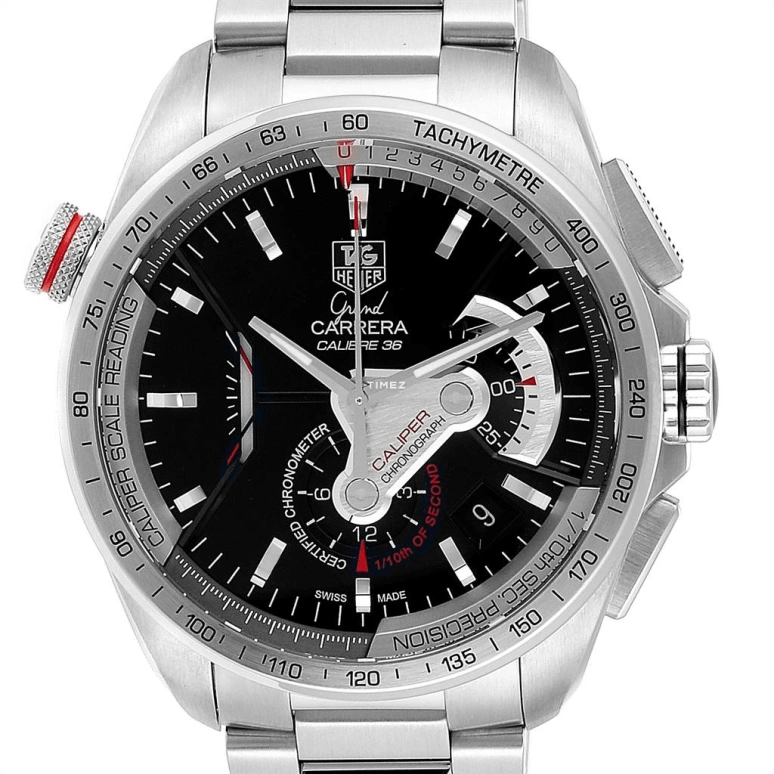 TAG Heuer,Carrera 43mm,43mm,Stainless Steel,Black,Automatic,Chronograph,Day,CAV5115,CAV5115.BA0902