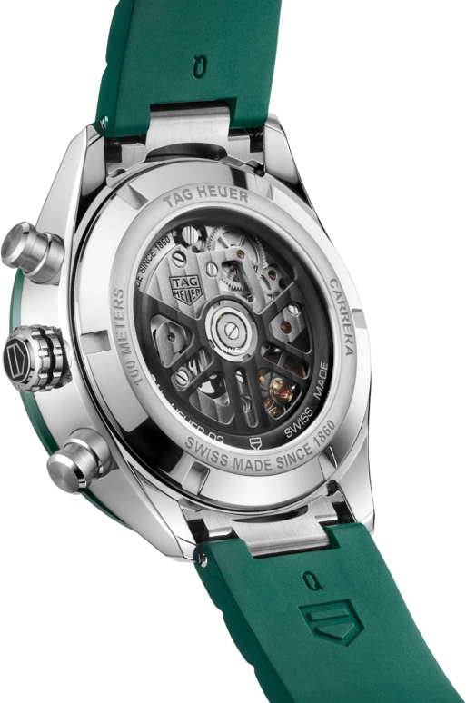 TAG Heuer,Carrera 44mm,44mm,Stainless Steel,Ceramic,Green,Automatic,Chronograph,Day,CBN2A1N,CBN2A1N.FT6238
