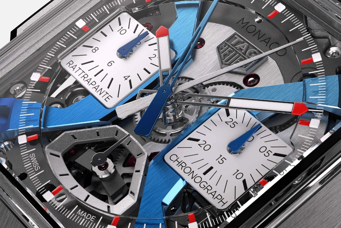 TAG Heuer,Monaco 41mm,41mm,Titanium,Grey,Blue,Automatic,Chronograph,Rattrapante,CBW2182,CBW2182.FC8339