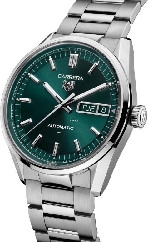 TAG Heuer,Carrera 41mm,41mm,Stainless Steel,Green,Automatic,Date,Day,WDA2115,WDA2115.BA0043