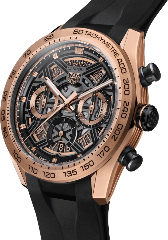 TAG Heuer,Carrera 44mm,44mm,Rose Gold,Titanium,Black,Rose Gold,Automatic,Chronograph,Day,CBU2051,CBU2051.FT6273