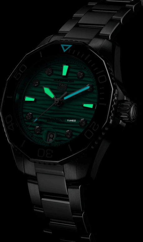 TAG Heuer,Aquaracer 36mm,36mm,Stainless Steel,Turquoise,Stone,Stone Green,Green,Automatic,Day,Sapphire,Crystal Glass,WBP231K,WBP231K.BA0618