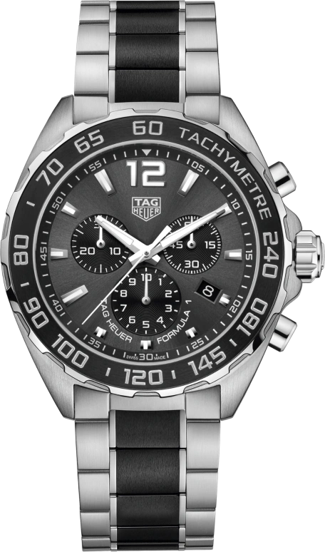 TAG Heuer,Formula 1 43mm,43mm,Ceramic,Stainless Steel,Black,Quartz,Chronograph,Date,CAZ1011,CAZ1011.BA0843