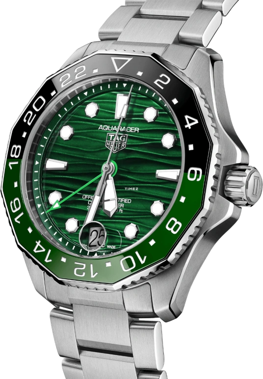 TAG Heuer,Aquaracer 42mm,42mm,Stainless Steel,Green,Automatic,Day,Dule Time,WBP5115,WBP5115.BA0013