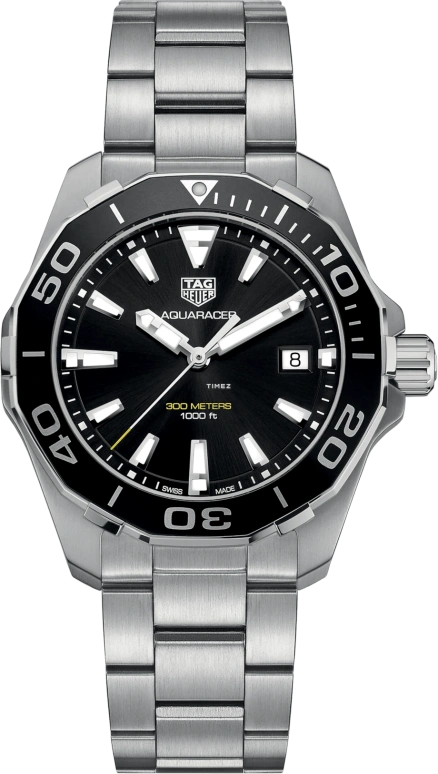TAG Heuer,Aquaracer 40.50mm,40.50mm,Stainless Steel,Black,Quartz,Day,Sapphire,Crystal Glass,WAY111A,WAY111A.BA0928