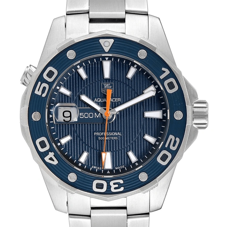 TAG Heuer,Aquaracer 43mm,43mm,Stainless Steel,Blue,Quartz,Day,Sapphire,Crystal Glass,WAJ1112,WAJ1112.BA0871