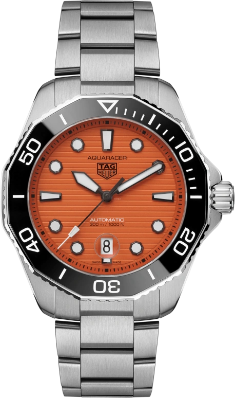 TAG Heuer,Aquaracer 43mm,43mm,Stainless Steel,White,Black,Orange,Automatic,42hours,In-house Caliber,WBP201F,WBP201F.BA0632