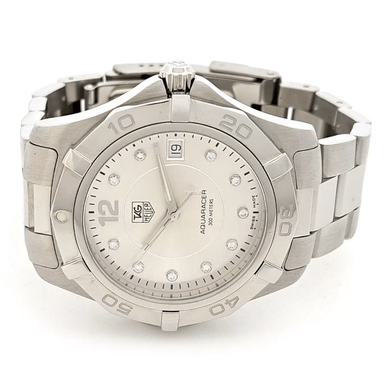 TAG Heuer,Aquaracer 39mm,39mm,Stainless Steel,Silver,Quartz,Day,Sapphire,WAF1117,WAF1117.BA0810