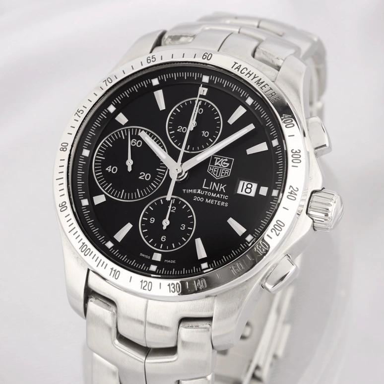 TAG Heuer,Link 42mm,42mm,Stainless Steel,Black,Automatic,Chronograph,Day,CJF211D,CJF211D.BA0594