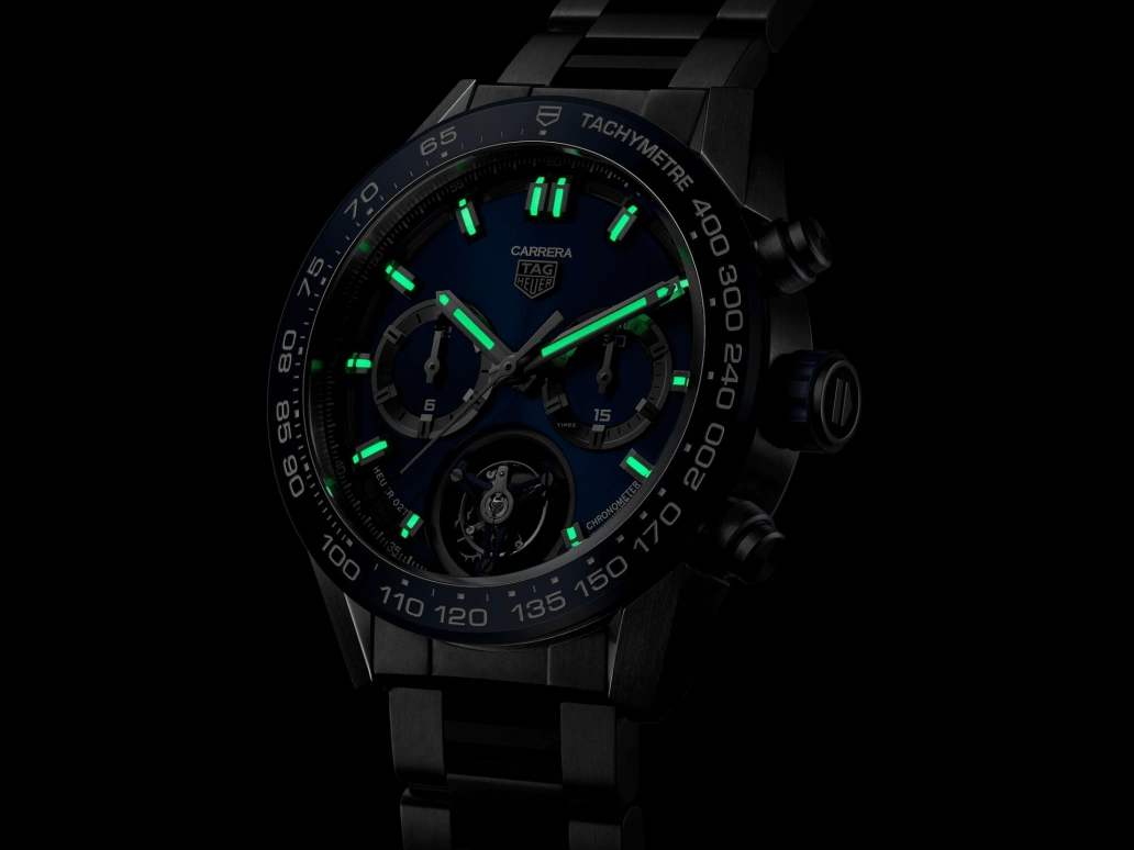 TAG Heuer,Carrera 45mm,45mm,Titanium,Ceramic,Blue,Automatic,Chronograph,Tourbillon Escapement,Column Wheel,CAR5A8C,CAR5A8C.BF0707