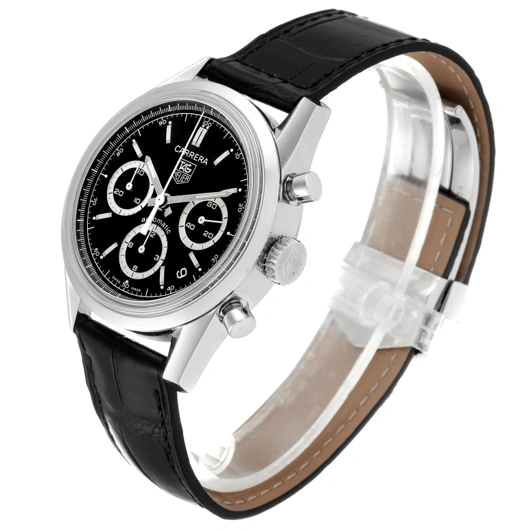 TAG Heuer,Carrera 39mm,39mm,Stainless Steel,Black,Automatic,Chronograph,Day,CV2113,CV2113.FC6180