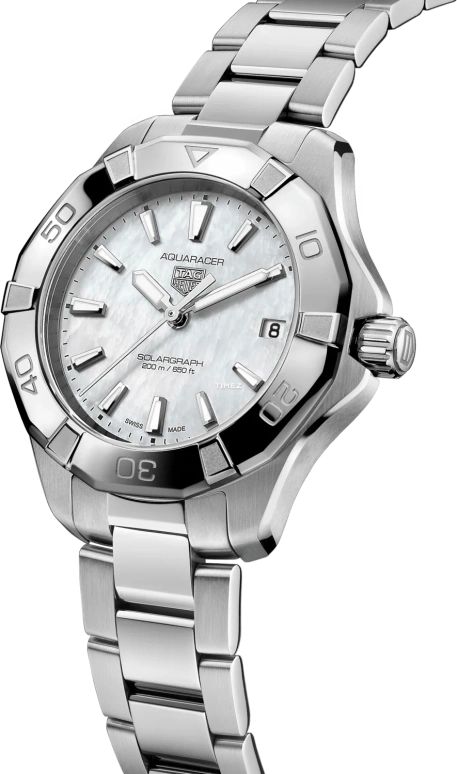 TAG Heuer,Aquaracer 34mm,34mm,Stainless Steel,White,Quartz,Day,In-house Caliber,WBP1312,WBP1312.BA0005
