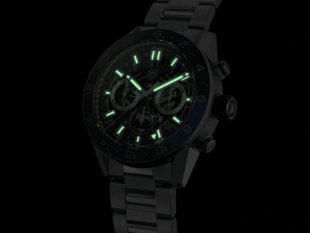 TAG Heuer,Carrera 45mm,45mm,Ceramic,Stainless Steel,Skeleton,Automatic,Chronograph,Day,Dule Time,CBG2A1Z,CBG2A1Z.BA0658