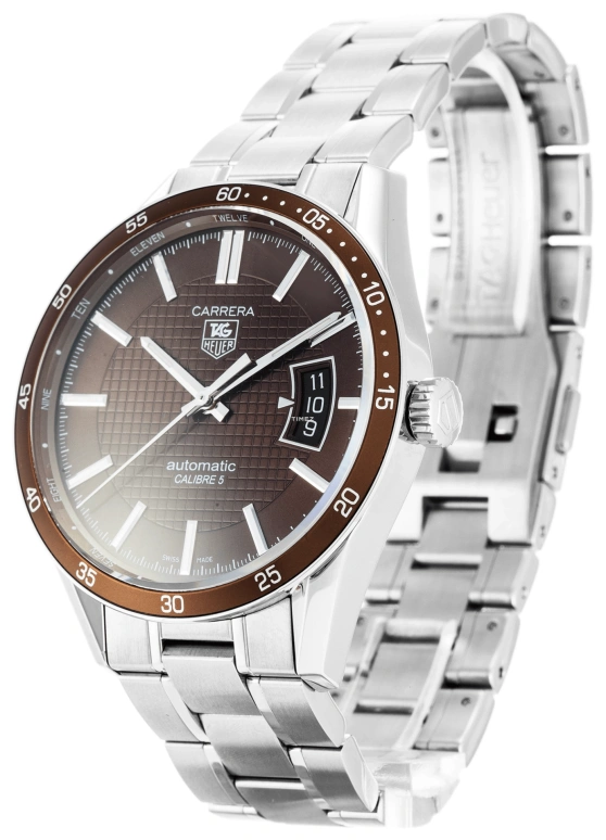 TAG Heuer,Carrera 39mm,39mm,Stainless Steel,Brown,Automatic,Day,42hours,WV211N,WV211N.BA0787