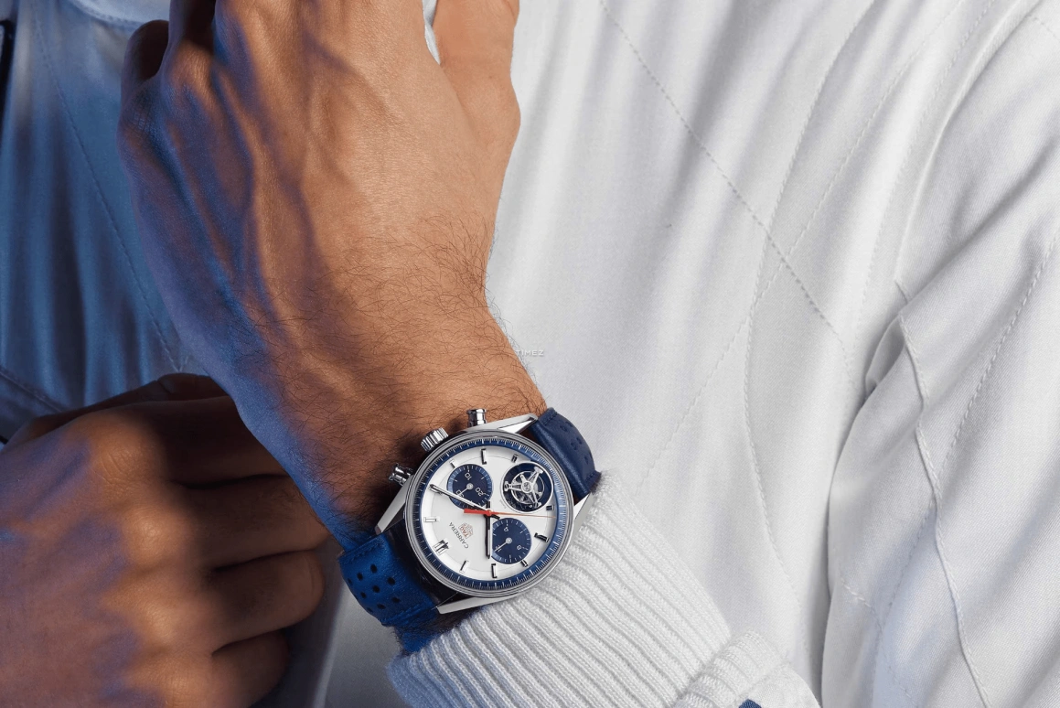 TAG Heuer,Carrera 42mm,42mm,Stainless Steel,Blue,White,Automatic,Chronograph,Tourbillon,CBS5013,CBS5013.EB0375
