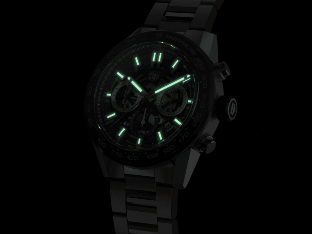 TAG Heuer,Carrera 45mm,45mm,Ceramic,Stainless Steel,Skeleton,Automatic,Chronograph,Date,Column Wheel,CBG2A10,CBG2A10.BA0654