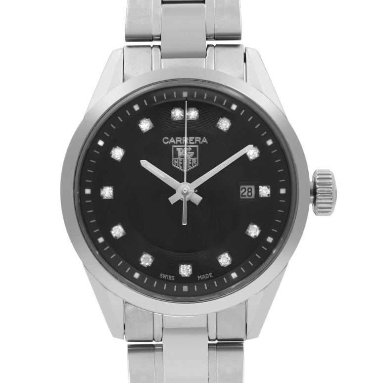 TAG Heuer,Carrera 27mm,27mm,Stainless Steel,Black,Quartz,Day,Sapphire,WV1410,WV1410.BA0793