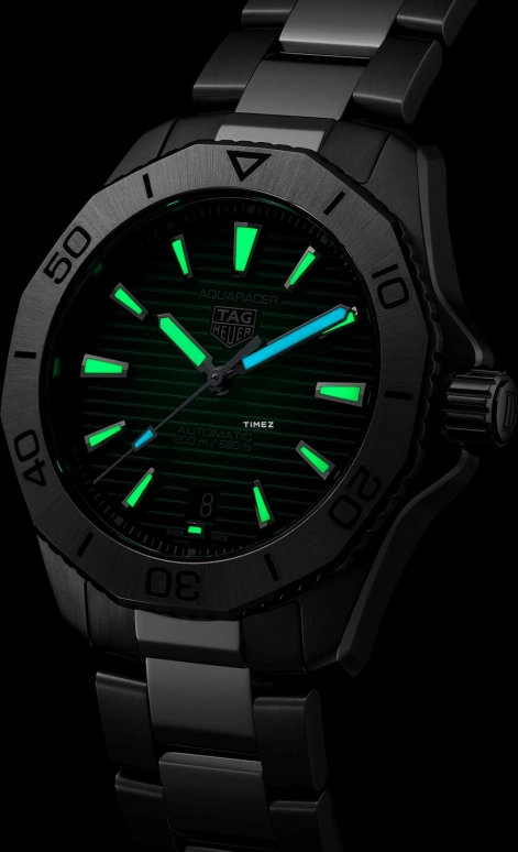 TAG Heuer,Aquaracer 40mm,40mm,Stainless Steel,Green,Automatic,Day,Round,WBP2115,WBP2115.BA0627