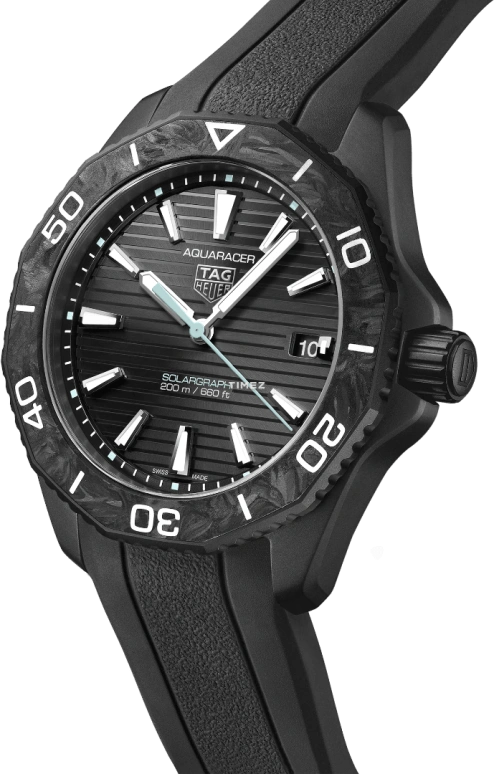 TAG Heuer,Aquaracer 40mm,40mm,Stainless Steel,Carbon,Black,Quartz,Day,Solar Charging,WBP1112,WBP1112.FT6199