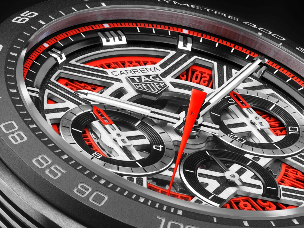 TAG Heuer,Carrera 44mm,44mm,Titanium,Skeleton,Red,Black,Automatic,Chronograph,Day,CBU2082,CBU2082.FT6275