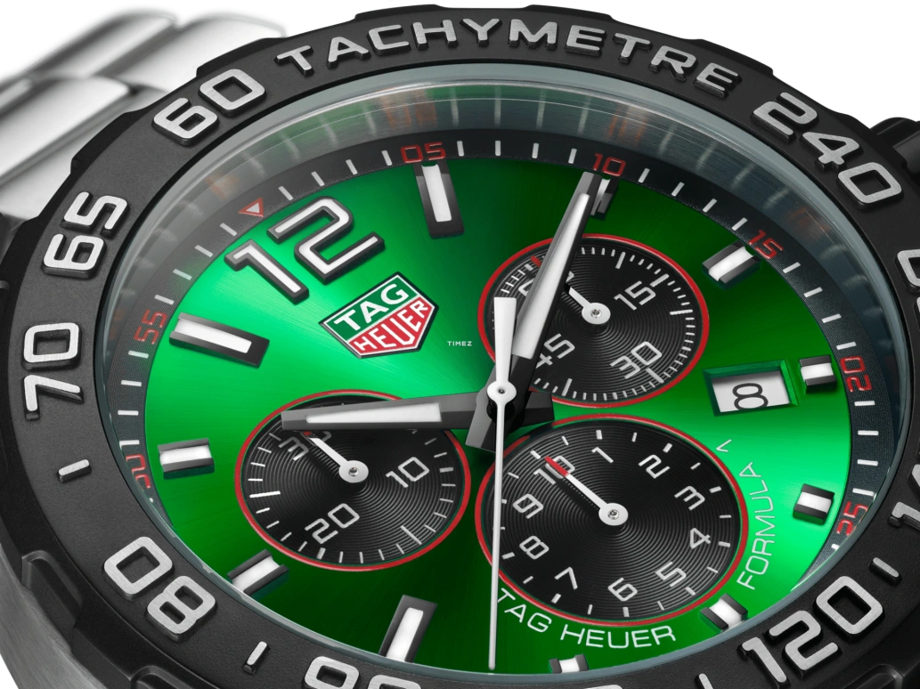 TAG Heuer,Formula 1 43mm,43mm,Stainless Steel,Green,Black,Quartz,Chronograph,Day,CAZ101AP,CAZ101AP.BA0842