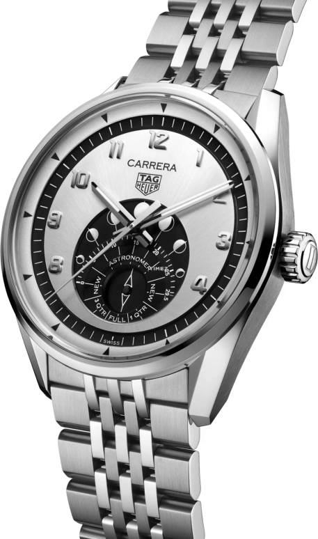 TAG Heuer,Carrera 39mm,39mm,Stainless Steel,Silver,Black,Automatic,Moonphase,50hours,WBX2110,WBX2110.BA0044