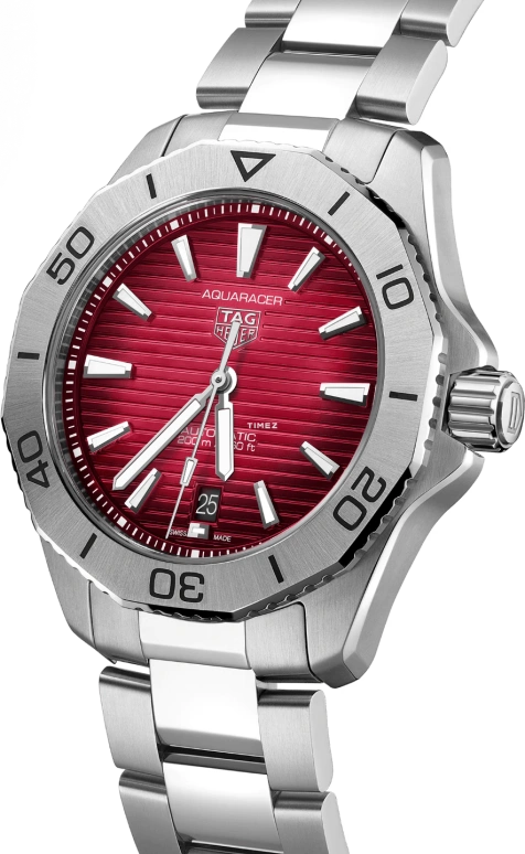 TAG Heuer,Aquaracer 40mm,40mm,Stainless Steel,Red,Automatic,Day,42hours,WBP2114,WBP2114.BA0627
