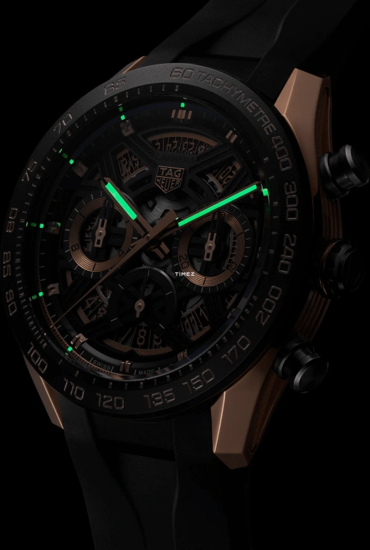 TAG Heuer,Carrera 44mm,44mm,Titanium,Rose Gold,Skeleton,Black,Rose Gold,Automatic,Chronograph,Day,CBU2050,CBU2050.FT6273
