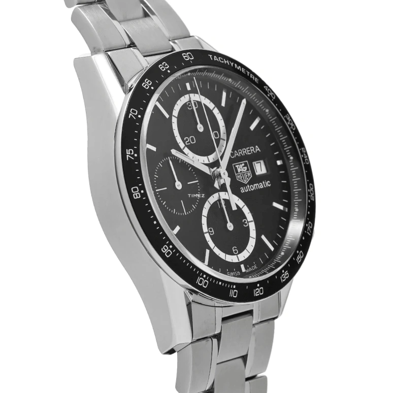 TAG Heuer,Carrera 41mm,41mm,Stainless Steel,Black,Automatic,Chronograph,Day,CV2010,CV2010.BA0786