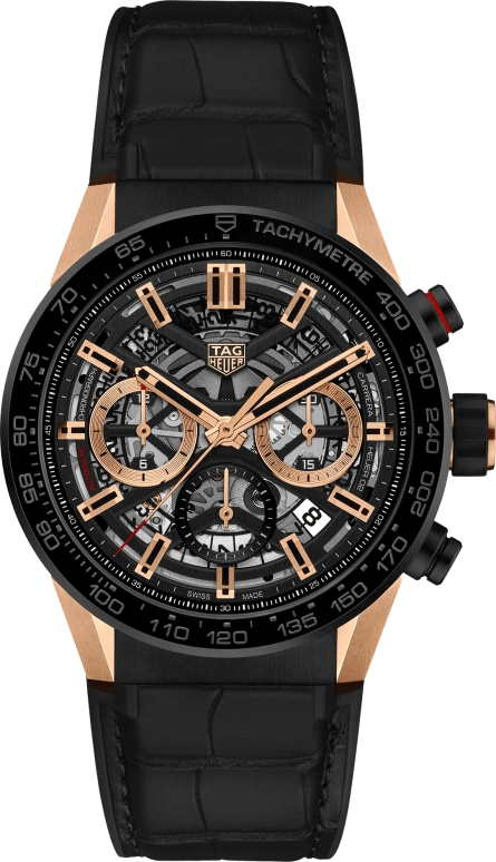 TAG Heuer,Carrera 43mm,43mm,Ceramic,Rose Gold,Stainless Steel,Skeleton,Automatic,Chronograph,Date,Column Wheel,CBG2050,CBG2050.FC6426