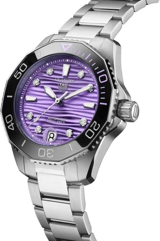 TAG Heuer,Aquaracer 36mm,36mm,Stainless Steel,Ceramic,Purple,Automatic,Day,42hours,WBP231M,WBP231M.BA0618