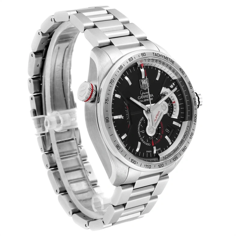 TAG Heuer,Carrera 43mm,43mm,Stainless Steel,Black,Automatic,Chronograph,Day,CAV5115,CAV5115.BA0902