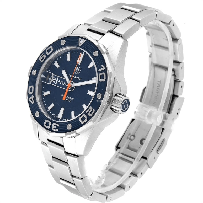 TAG Heuer,Aquaracer 43mm,43mm,Stainless Steel,Blue,Quartz,Day,Sapphire,Crystal Glass,WAJ1112,WAJ1112.BA0871