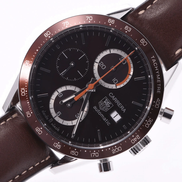 TAG Heuer,Carrera 41mm,41mm,Stainless Steel,Brown,Automatic,Chronograph,Day,CV2013,CV2013.FC6206