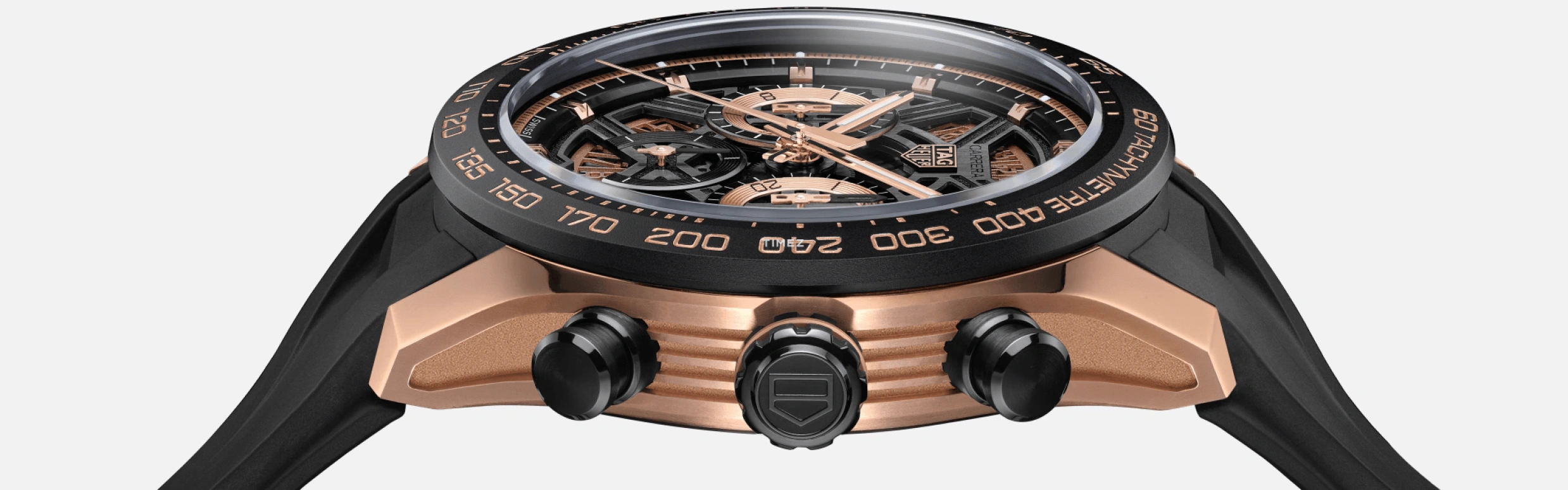 TAG Heuer,Carrera 44mm,44mm,Titanium,Rose Gold,Skeleton,Black,Rose Gold,Automatic,Chronograph,Day,CBU2050,CBU2050.FT6273