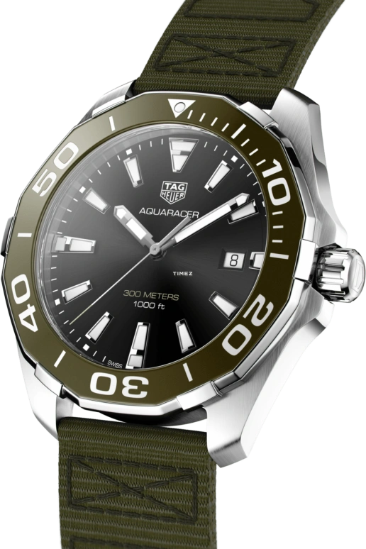 TAG Heuer,Aquaracer 43mm,43mm,Stainless Steel,Black,Quartz,Day,Sapphire,Crystal Glass,WAY101L,WAY101L.FC8222