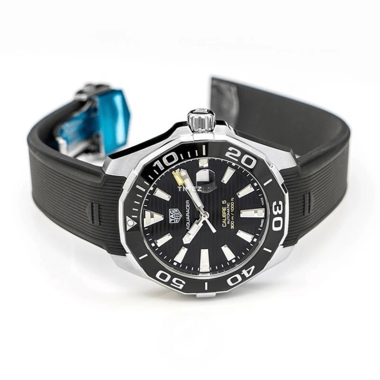 TAG Heuer,Aquaracer 43mm,43mm,Stainless Steel,Aluminium,Black,Automatic,Day,42hours,WAY201A,WAY201A.FT6142