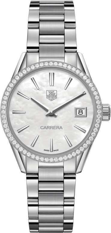 TAG Heuer,Carrera 32mm,32mm,Stainless Steel,White,Quartz,Day,Sapphire,WAR1315,WAR1315.BA0778
