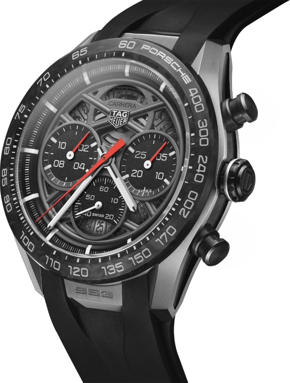 TAG Heuer,Carrera 44mm,44mm,Stainless Steel,Black,Skeleton,Automatic,Chronograph,Day,CBU2010,CBU2010.FT6267