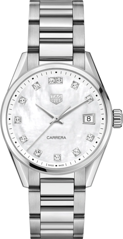 TAG Heuer,Carrera 36mm,36mm,Stainless Steel,White,Sapphire,Crystal Glass,Mother of Pearl,WBK1318,WBK1318.BA0652
