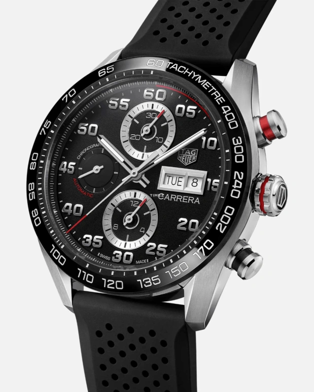 TAG Heuer,Carrera 44mm,44mm,Stainless Steel,Ceramic,Black,Automatic,Chronograph,Date,Day,CBN2A1AA,CBN2A1AA.FT6228