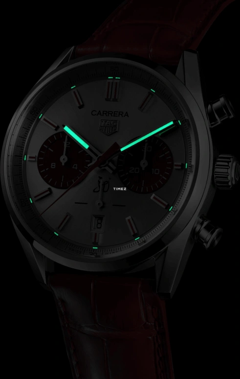 TAG Heuer,Carrera 42mm,42mm,Stainless Steel,Silver,Red,Automatic,Chronograph,Day,CBN201H,CBN201H.FC6553