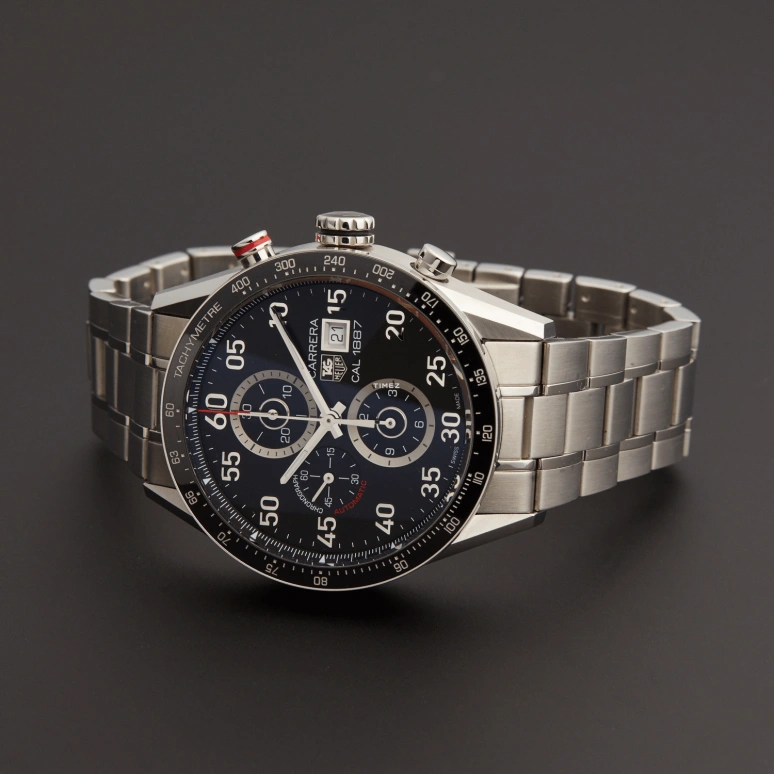 TAG Heuer,Carrera 43mm,43mm,Stainless Steel,Black,Automatic,Chronograph,Day,CAR2A10,CAR2A10.BA0796