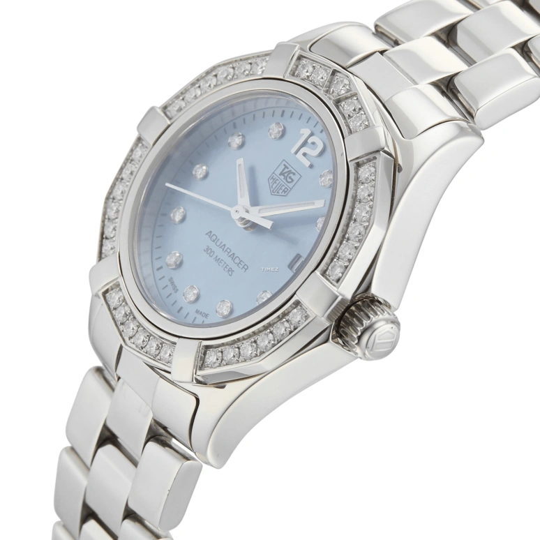 TAG Heuer,Aquaracer 27mm,27mm,Stainless Steel,Blue,Quartz,Day,Sapphire,WAF141J,WAF141J.BA0813